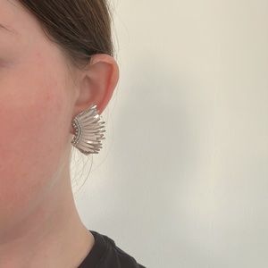 White and silver mini Madeline wing earrings